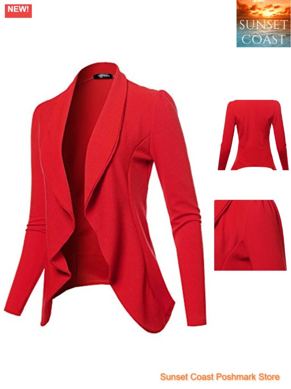 Women's Stretch Blazer Notch Lapel Work Office Jacket